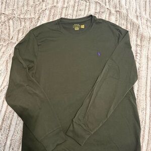 Polo by Ralph Lauren Olive Long Sleeve Crew with Purple Pony